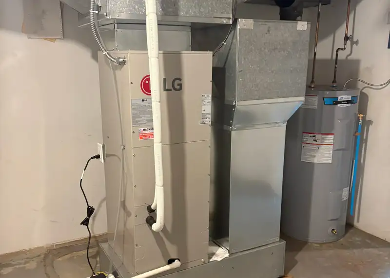 A central ducted heat pump system installed by Backman Heating & Cooling