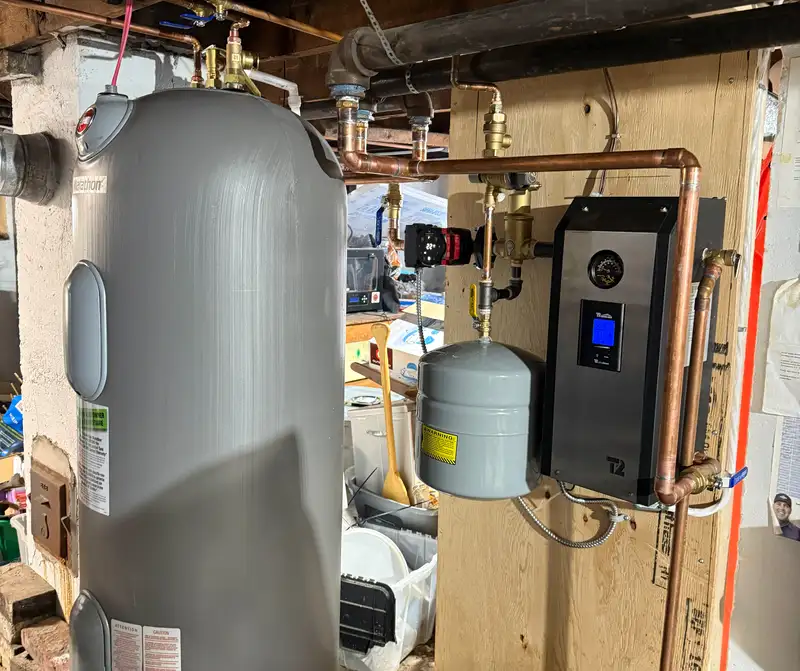 Electric boiler and hot water system installed by Backman Heating & Cooling