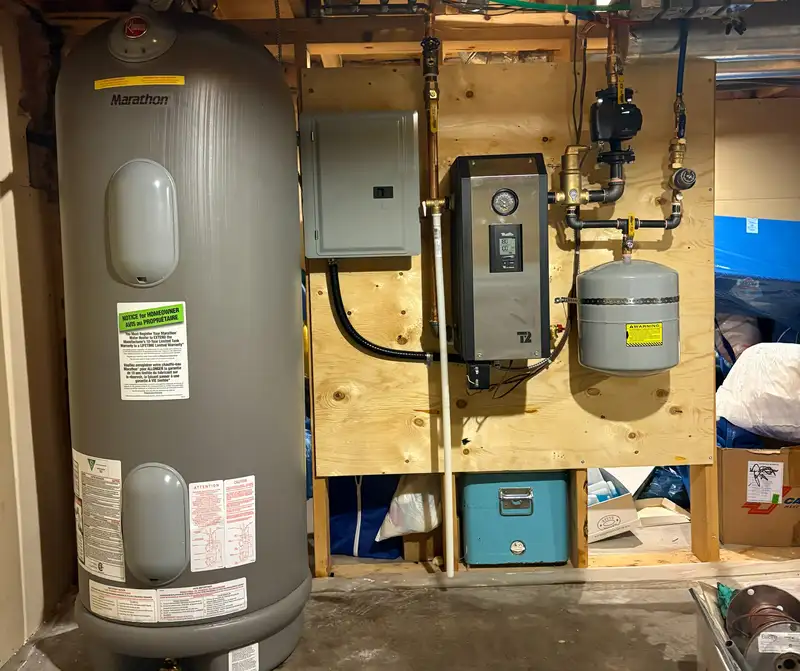 Electric boiler and hot water system installed by Backman Heating & Cooling